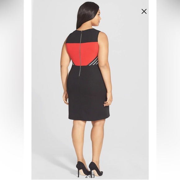 NWOT Julia Jordan Striped Black/Red Colorblock Dress, size 8. - Picture 3 of 8